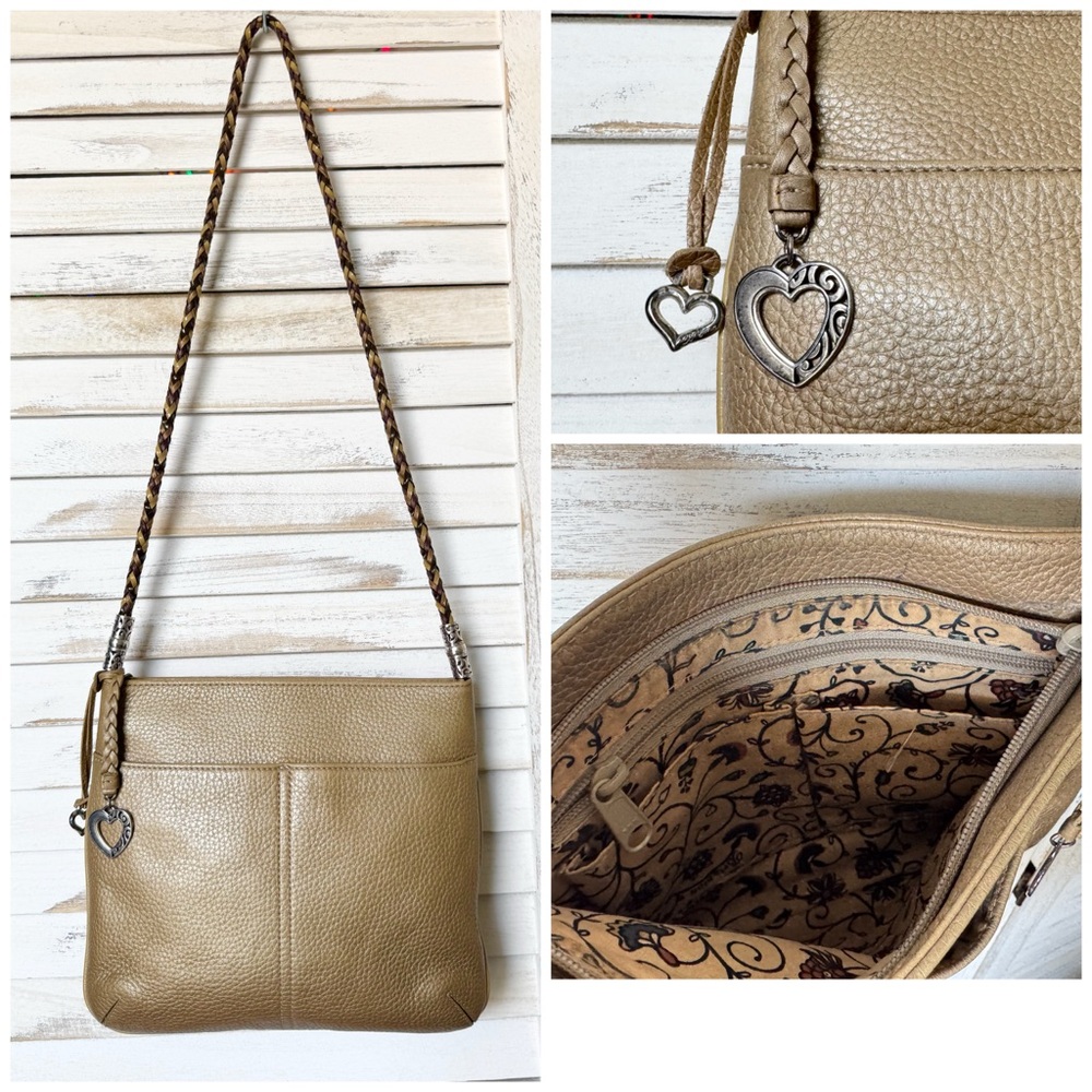 Brighton Beige Crossbody Bag with Heart Accent